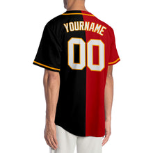 Load image into Gallery viewer, Custom Black White-Red Authentic Split Fashion Baseball Jersey