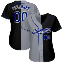 Load image into Gallery viewer, Custom Black Royal-Gray Authentic Split Fashion Baseball Jersey