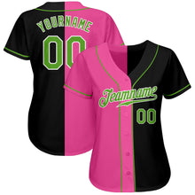 Load image into Gallery viewer, Custom Black Neon Green-Pink Authentic Split Fashion Baseball Jersey
