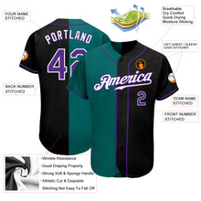 Load image into Gallery viewer, Custom Black Purple-Teal Authentic Split Fashion Baseball Jersey