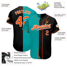Load image into Gallery viewer, Custom Black Orange-Aqua Authentic Split Fashion Baseball Jersey