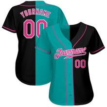 Load image into Gallery viewer, Custom Black Pink-Aqua Authentic Split Fashion Baseball Jersey