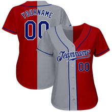 Load image into Gallery viewer, Custom Red Royal-Gray Authentic Split Fashion Baseball Jersey