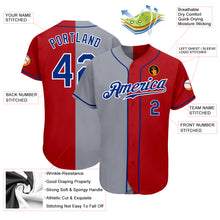 Load image into Gallery viewer, Custom Red Royal-Gray Authentic Split Fashion Baseball Jersey