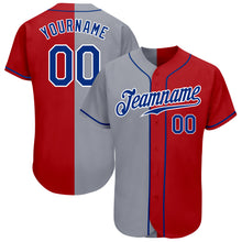 Load image into Gallery viewer, Custom Red Royal-Gray Authentic Split Fashion Baseball Jersey