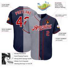 Load image into Gallery viewer, Custom Navy Red-Gray Authentic Split Fashion Baseball Jersey