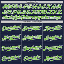 Load image into Gallery viewer, Custom Navy Neon Green-Gray Authentic Split Fashion Baseball Jersey
