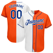 Load image into Gallery viewer, Custom Orange Royal-White Authentic Split Fashion Baseball Jersey