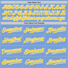Load image into Gallery viewer, Custom Light Blue Gold-White Authentic Split Fashion Baseball Jersey