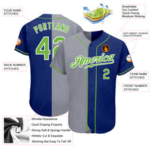 Load image into Gallery viewer, Custom Royal Neon Green-Gray Authentic Split Fashion Baseball Jersey