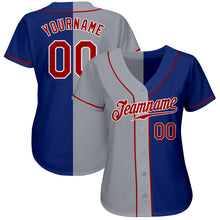 Load image into Gallery viewer, Custom Royal Red-Gray Authentic Split Fashion Baseball Jersey
