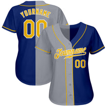 Load image into Gallery viewer, Custom Royal Gold-Gray Authentic Split Fashion Baseball Jersey