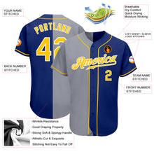 Load image into Gallery viewer, Custom Royal Gold-Gray Authentic Split Fashion Baseball Jersey