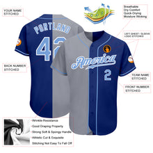 Load image into Gallery viewer, Custom Royal Light Blue-Gray Authentic Split Fashion Baseball Jersey