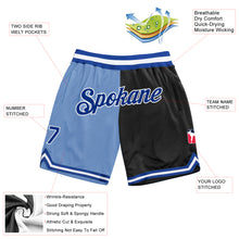 Load image into Gallery viewer, Custom Light Blue Royal-Black Authentic Throwback Split Fashion Basketball Shorts