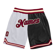 Load image into Gallery viewer, Custom White Maroon-Black Authentic Throwback Split Fashion Basketball Shorts
