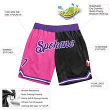 Load image into Gallery viewer, Custom Pink Purple-Black Authentic Throwback Split Fashion Basketball Shorts
