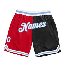 Load image into Gallery viewer, Custom Red White-Black Authentic Throwback Split Fashion Basketball Shorts