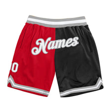 Load image into Gallery viewer, Custom Red White-Black Authentic Throwback Split Fashion Basketball Shorts