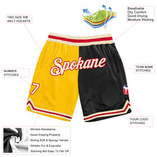 Load image into Gallery viewer, Custom Gold Cream-Black Authentic Throwback Split Fashion Basketball Shorts
