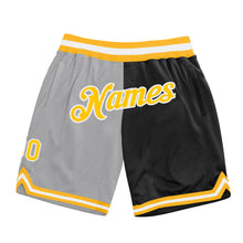 Load image into Gallery viewer, Custom Gray Gold-Black Authentic Throwback Split Fashion Basketball Shorts