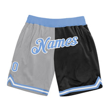 Load image into Gallery viewer, Custom Gray Light Blue-Black Authentic Throwback Split Fashion Basketball Shorts