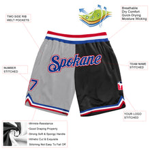 Load image into Gallery viewer, Custom Gray Royal-Black Authentic Throwback Split Fashion Basketball Shorts