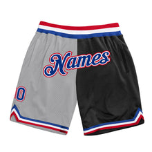 Load image into Gallery viewer, Custom Gray Royal-Black Authentic Throwback Split Fashion Basketball Shorts