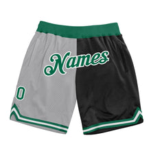 Load image into Gallery viewer, Custom Gray Kelly Green-Black Authentic Throwback Split Fashion Basketball Shorts