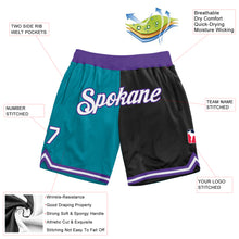 Load image into Gallery viewer, Custom Teal White-Black Authentic Throwback Split Fashion Basketball Shorts