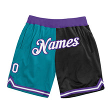 Load image into Gallery viewer, Custom Teal White-Black Authentic Throwback Split Fashion Basketball Shorts