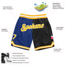 Load image into Gallery viewer, Custom Royal Gold-Black Authentic Throwback Split Fashion Basketball Shorts