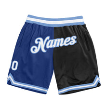Load image into Gallery viewer, Custom Royal White-Black Authentic Throwback Split Fashion Basketball Shorts