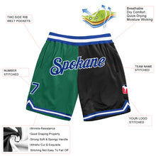 Load image into Gallery viewer, Custom Kelly Green Royal-Black Authentic Throwback Split Fashion Basketball Shorts