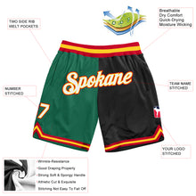 Load image into Gallery viewer, Custom Kelly Green White-Black Authentic Throwback Split Fashion Basketball Shorts