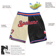 Load image into Gallery viewer, Custom Cream Orange-Black Authentic Throwback Split Fashion Basketball Shorts