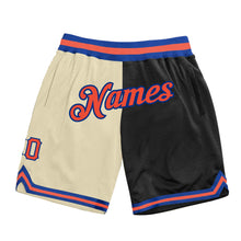 Load image into Gallery viewer, Custom Cream Orange-Black Authentic Throwback Split Fashion Basketball Shorts