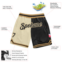 Load image into Gallery viewer, Custom Cream Black-Old Gold Authentic Throwback Split Fashion Basketball Shorts
