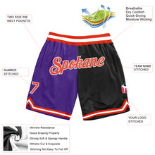 Load image into Gallery viewer, Custom Purple Orange-Black Authentic Throwback Split Fashion Basketball Shorts