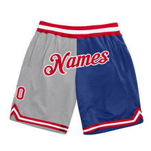Load image into Gallery viewer, Custom Gray Red-Royal Authentic Throwback Split Fashion Basketball Shorts