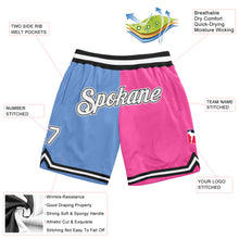 Load image into Gallery viewer, Custom Light Blue White-Pink Authentic Throwback Split Fashion Basketball Shorts