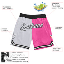 Load image into Gallery viewer, Custom Pink White-Black Authentic Throwback Split Fashion Basketball Shorts