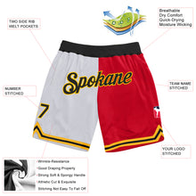 Load image into Gallery viewer, Custom White Black-Red Authentic Throwback Split Fashion Basketball Shorts