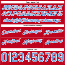 Load image into Gallery viewer, Custom Navy Light Blue-Red Authentic Throwback Split Fashion Basketball Shorts