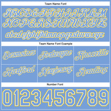 Load image into Gallery viewer, Custom White Light Blue-Gold Authentic Throwback Split Fashion Basketball Shorts