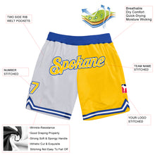 Load image into Gallery viewer, Custom White Gold-Royal Authentic Throwback Split Fashion Basketball Shorts
