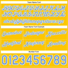 Load image into Gallery viewer, Custom Navy Light Blue-Gold Authentic Throwback Split Fashion Basketball Shorts