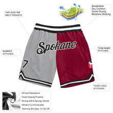 Load image into Gallery viewer, Custom Gray Black-Maroon Authentic Throwback Split Fashion Basketball Shorts
