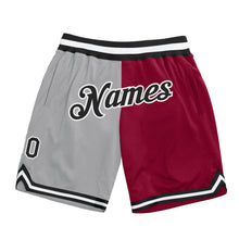 Load image into Gallery viewer, Custom Gray Black-Maroon Authentic Throwback Split Fashion Basketball Shorts