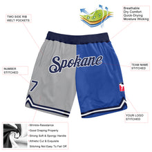 Load image into Gallery viewer, Custom Gray Navy-Blue Authentic Throwback Split Fashion Basketball Shorts